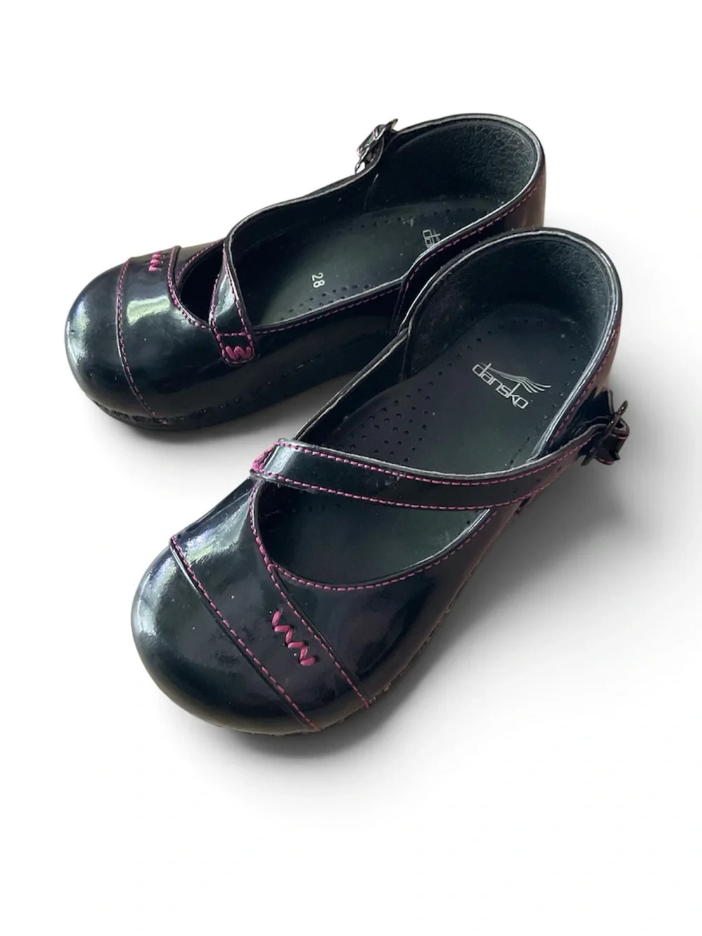 Dansko girls' black patent leather Mary Jane clogs Sz EU 28 US 11-11 1/2